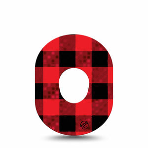Lumberjack Dexcom G7 Tape, Red And Black Plaid Inspired, CGM Fixing Ring Patch Design