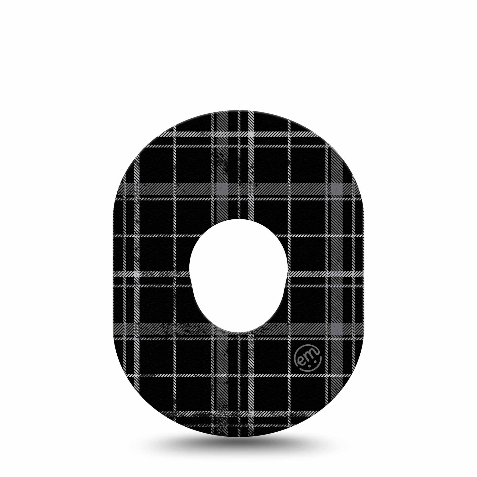 ExpressionMed Grunge Plaid Dexcom G7 Tape, Black Plaid Inspired, CGM Adhesive Patch Design, Dexcom Stelo Glucose Biosensor System