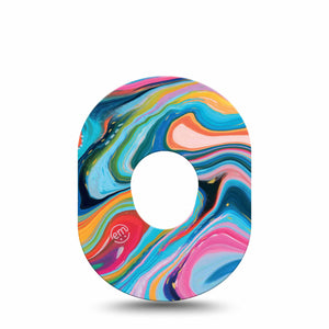 Color Melting Swirl Dexcom G7 Tape, Single, Color Stream Themed, CGM Patch Design, Dexcom Stelo Glucose Biosensor System