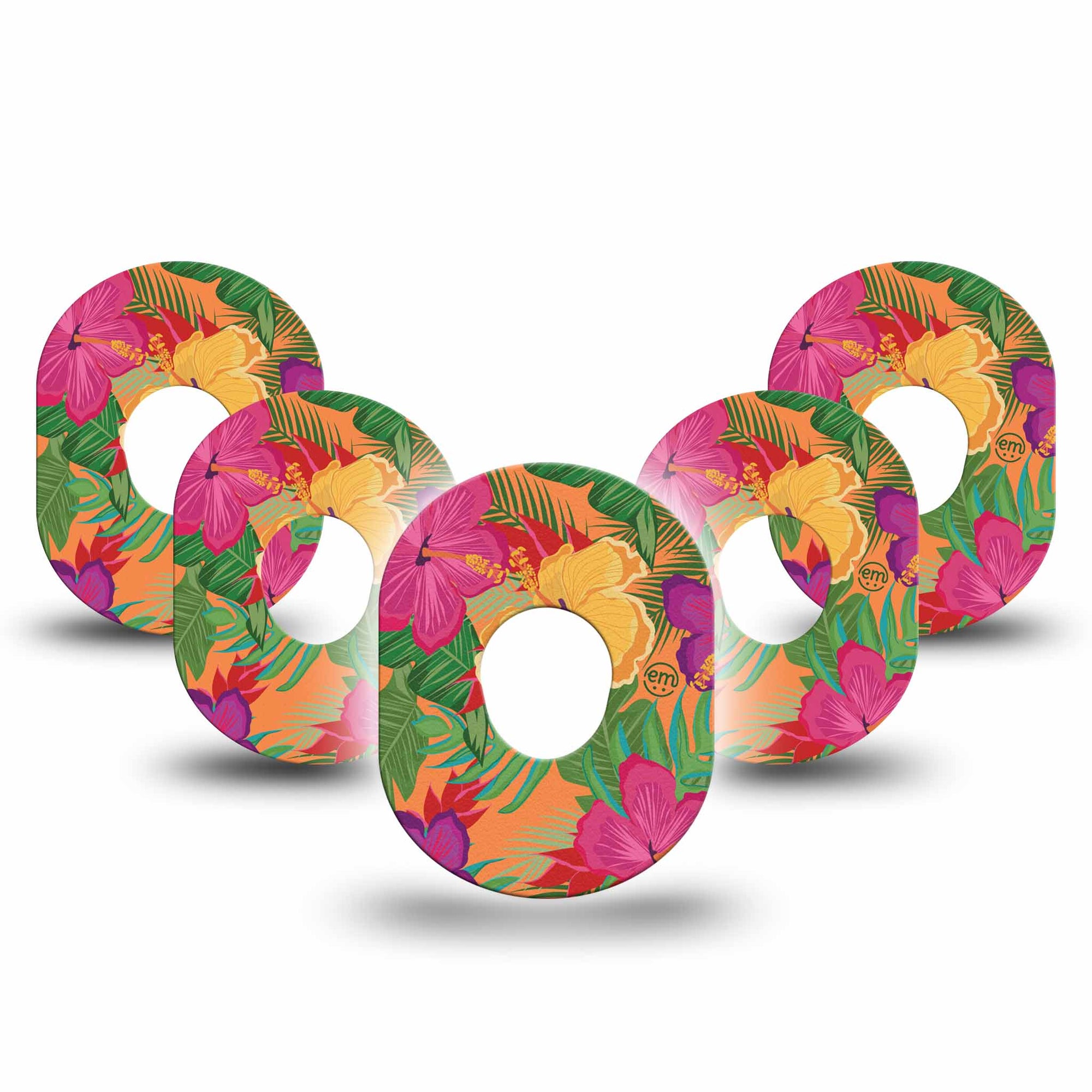 Bright Hibiscus Dexcom G7 Patch, 5-Pack, Colorful Hibiscus Inspired CGM Patch Design