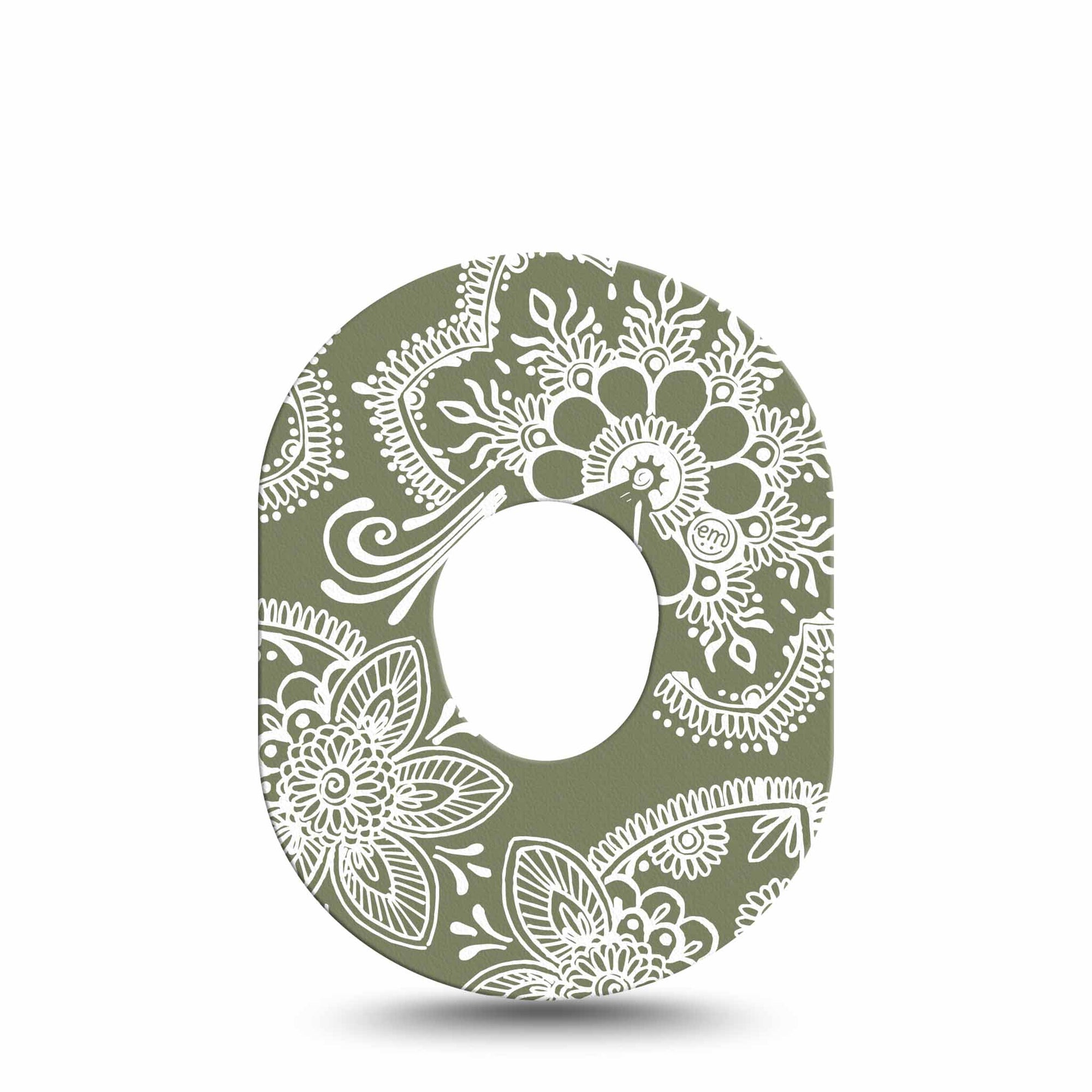 ExpressionMed Olive Henna Dexcom G7 Patch, Single, Green Floral Henna Inspired CGM Tape Design, Dexcom Stelo Glucose Biosensor System