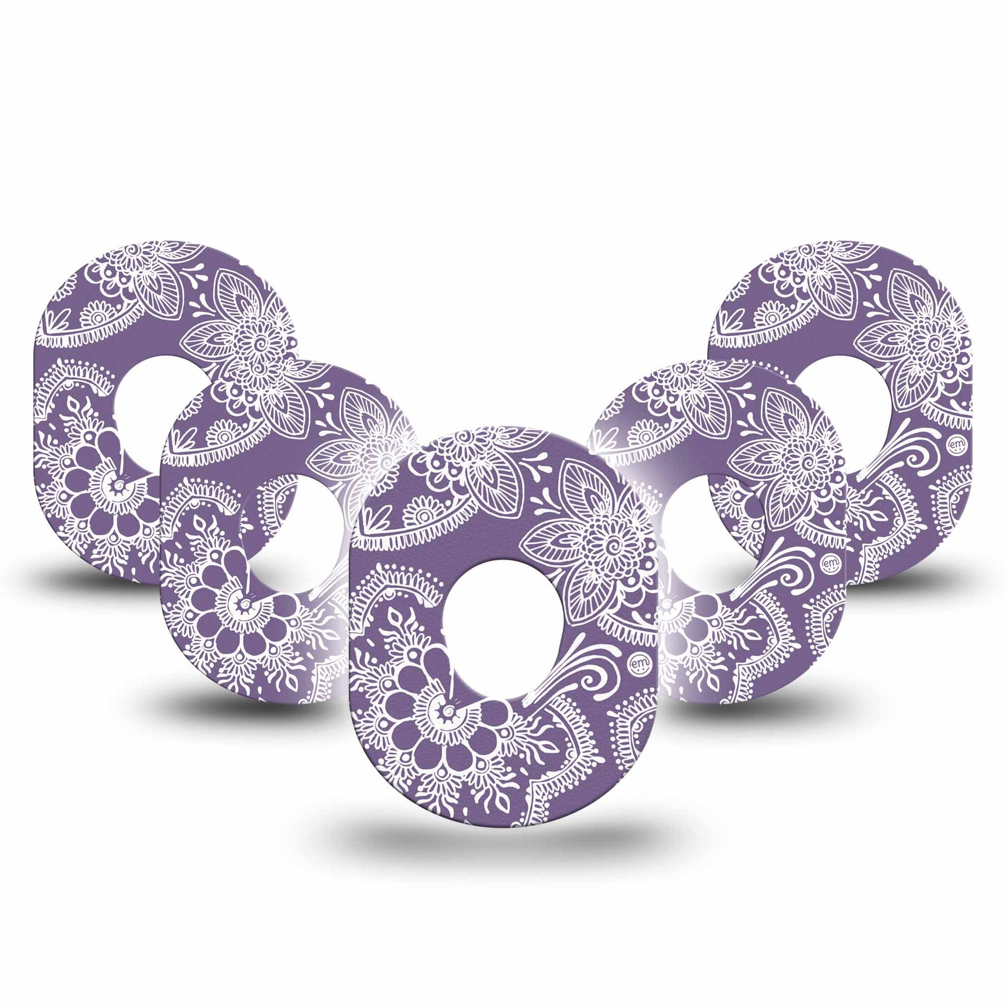 ExpressionMed Purple Henna Dexcom G7 Patch, 5-Pack, Purple Henna Floral Inspired CGM Adhesive Tape Design