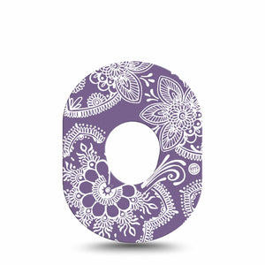 ExpressionMed Purple Henna Dexcom G7 Patch, Single, Purple Henna Floral Inspired CGM Adhesive Tape Design