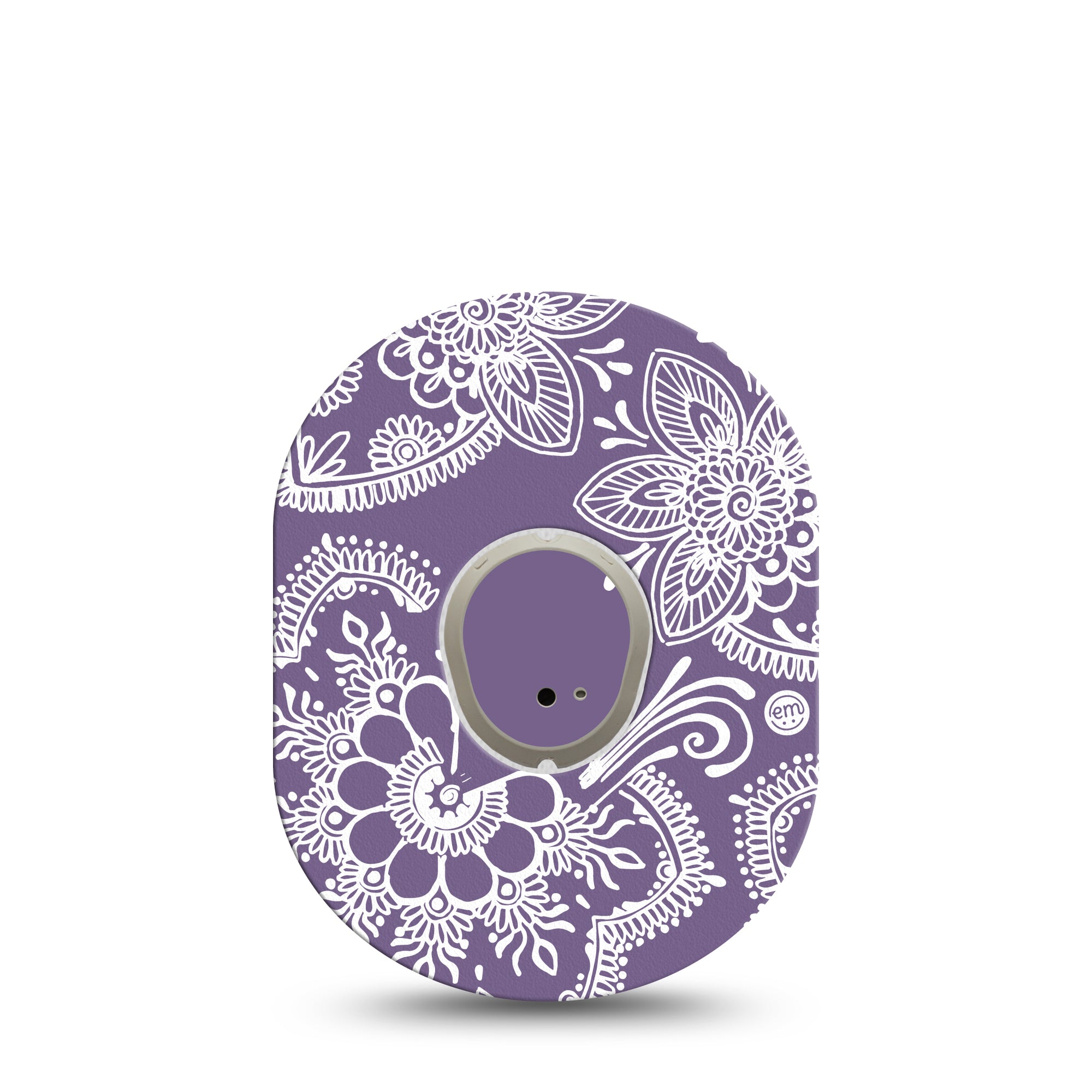 ExpressionMed Purple Henna Dexcom G7 Transmitter Sticker, Single, Purple Center Vinyl Sticker with Matching Dexcom G7 Fixing Ring Patch, Dexcom Stelo Glucose Biosensor System