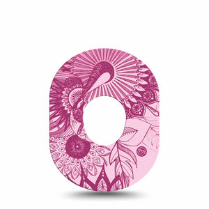 ExpressionMed Magenta Dani Dexcom G7 Patch, Single, Pink Floral Inspired, CGM Adhesive Tape Design