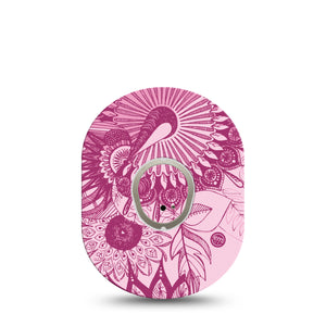 Magenta Dani Dexcom G7 Transmitter Sticker, Single, Pink Floral Design G7 Vinyl Center Sticker with matching CGM Patch Adhesive Tape