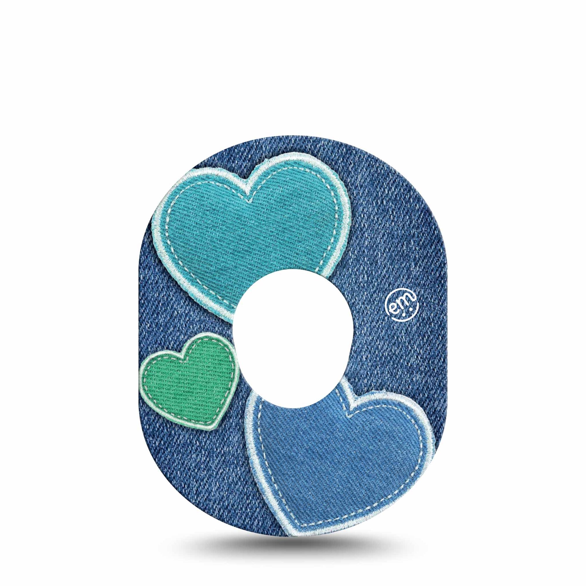 ExpressionMed Denim Hearts Dexcom G7 Tape, Single, Blue Hearts CGM Adhesive Patch Design