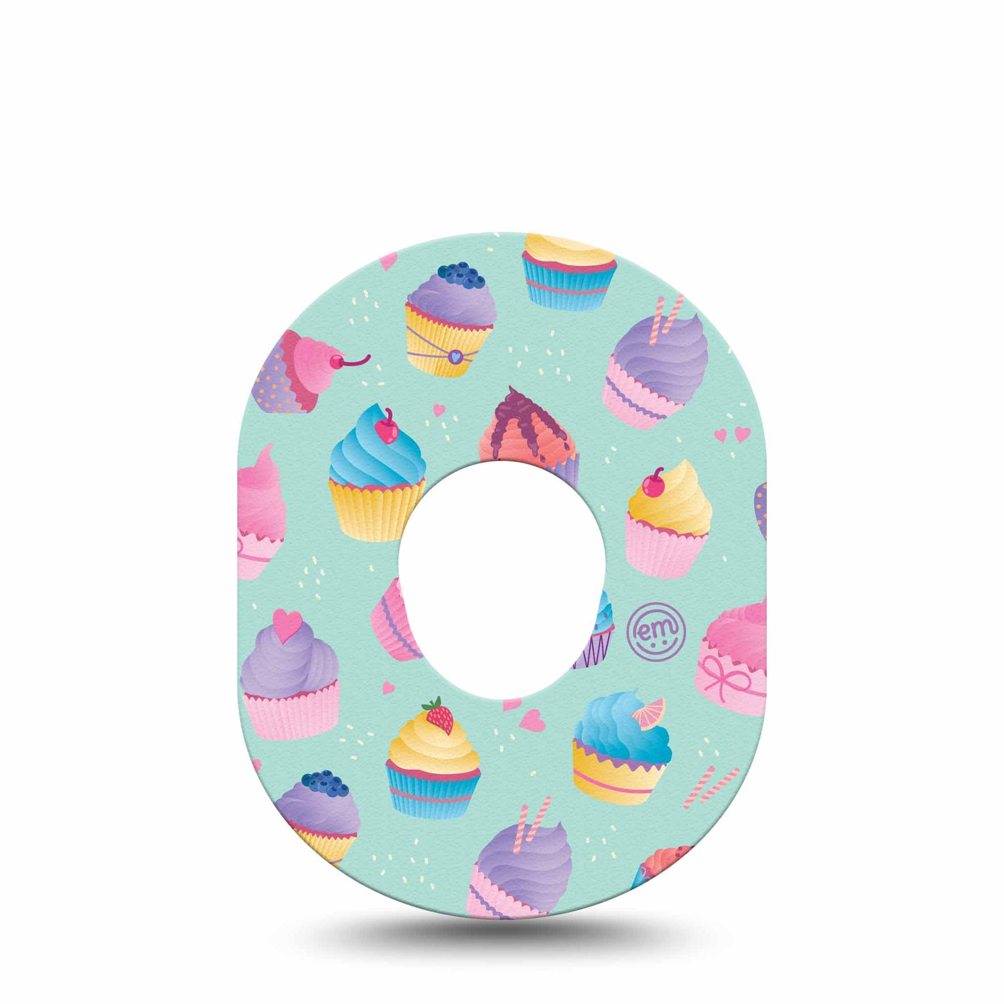 Cupcakes Dexcom G7 Tape, Single, Sweet Food Themed, CGM Fixing Ring Patch Design, Dexcom Stelo Glucose Biosensor System