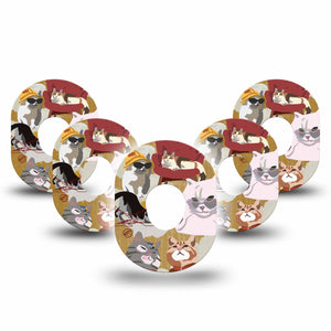 Kitty Cats Dexcom G7 Tape, 5-Pack, Cat Pets Inspired, CGM, Adhesive Patch Design