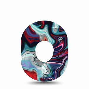 ExpressionMed Moody Marble Dexcom G7 Tape, Single, Blues and Reds Marble Swirl, CGM Adhesive Patch Design, Dexcom Stelo Glucose Biosensor System