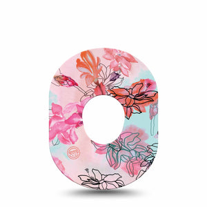 ExpressionMed Whimsical Blossoms Dexcom G7 Tape, Single, Floral Blossoms Inspired, CGM Adhesive Patch Design, Dexcom Stelo Glucose Biosensor System