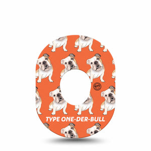 Type One-Der-Bull Dexcom G7 Tape, Single, Sitting Dog Themed, CGM Patch Design