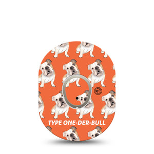 Type One-Der-Bull Dexcom G7 Transmitter Sticker, Single, Wondering Bulldog Themed, Dexcom G7 Vinyl Transmitter Sticker, With Matching Dexcom G7 Tape, CGM, Adhesive Patch Design