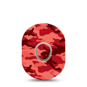 Red Camo Dexcom G7 Transmitter Sticker, Single, Red Color Blending Themed, Dexcom G7 Vinyl Center Sticker, With Matching Dexcom G7 Tape, CGM, Adhesive Patch Design