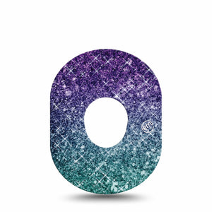 ExpressionMed Glittering Ombre Dexcom G7 Tape, Single, Sparkling Purple Green Blending, CGM Fixing Ring Patch Design