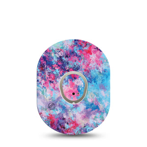 Ascendant, the Rise Dexcom G7 Transmitter Sticker, Single, Pink Blue Purple Blend Painting Themed Vinyl Sticker with matching Dexcom G7 Adhesive Tape