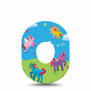 Lil Ponies Dexcom G7 Tape, Single, Cute Little Ponies Themed, CGM Patch Design
