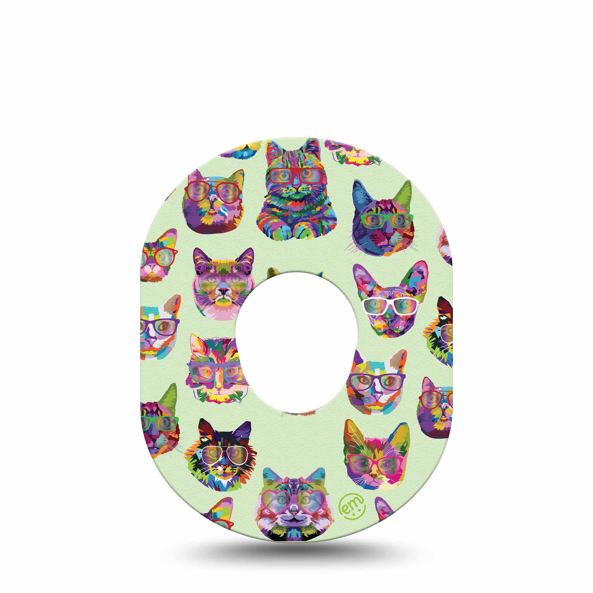 Cat Party Dexcom G7 Tape, Single, Neon Cats Themed, CGM Adhesive Patch Design, Dexcom Stelo Glucose Biosensor System