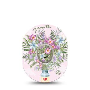 Thriving Blossoms Dexcom G7 Transmitter Sticker, Single, Bouquet Of Florals Themed, Dexcom G7 Vinyl Transmitter Sticker, With Matching Dexcom G7 Tape, CGM Adhesive Patch Design, Dexcom Stelo Glucose Biosensor System