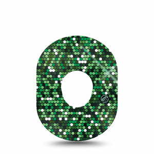 ExpressionMed Green Glam Dexcom G7 Tape, Glittering Green Inspired, CGM Fixing Ring Patch Design, Dexcom Stelo Glucose Biosensor System