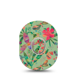 ExpressionMed Garden Butterflies Dexcom G7 Transmitter Sticker, Single, Colorful Florals With Butterflies Inspired, Dexcom G7 Vinyl Transmitter Sticker, With Matching Dexcom G7 Tape, CGM Adhesive Patch Design, Dexcom Stelo Glucose Biosensor System
