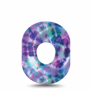 ExpressionMed Purple Tie Dye Dexcom G7 Tape, Single, Colored Patterns Themed, CGM Adhesive Patch Design, Dexcom Stelo Glucose Biosensor System