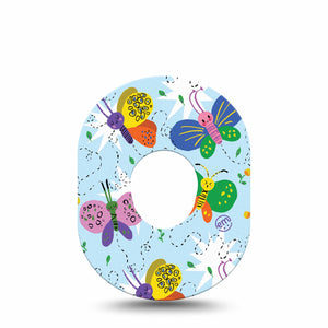 Cute Butterflies Dexcom G7 Tape, Single, Colorful Butterflies Inspired, CGM Plaster Patch Design, Dexcom Stelo Glucose Biosensor System