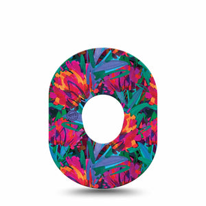 Bold Petals Dexcom G7 Tape, Single, Floral Abstract Inspired, CGM Overlay Patch Design, Dexcom Stelo Glucose Biosensor System