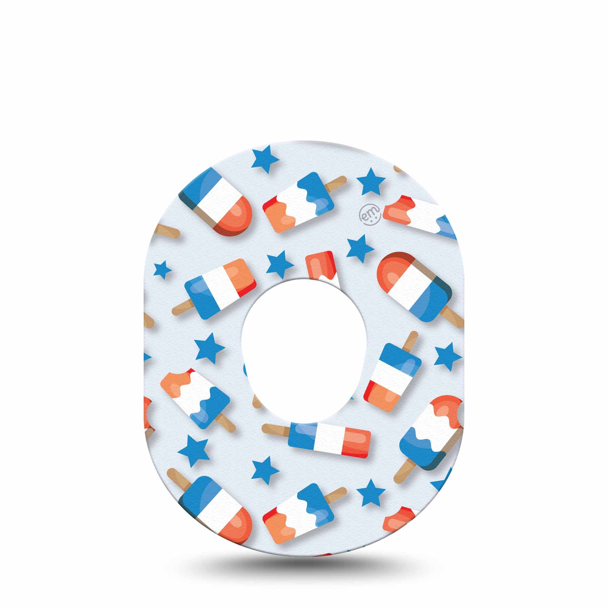 ExpressionMed Patriotic Popsicle Dexcom G7 Tape, Single, Refreshing Treat Themed, CGM Fixing Ring Patch Design, Dexcom Stelo Glucose Biosensor System