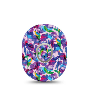 Vibrant Flowers Dexcom G7 Transmitter Sticker, Single, Watercolored Florals Themed, Dexcom G7 Transmitter Vinyl Sticker, With Matching Dexcom G7 Tape CGM, Adhesive Patch Design, Dexcom Stelo Glucose Biosensor System