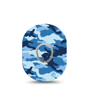 Blue Camo Dexcom G7 Transmitter Sticker, Single, Blue Concealment Inspired, Dexcom G7 Transmitter Vinyl Sticker, With Matching Dexcom G7 Tape, CGM Adhesive Patch Design, Dexcom Stelo Glucose Biosensor System