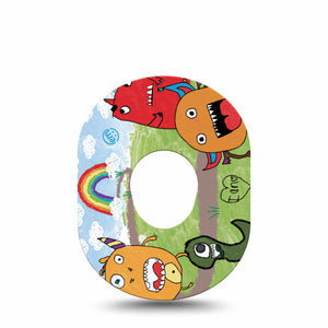 ExpressionMed Monsters Dexcom G7 Tape, Single, Monster Friends Themed, CGM Patch Design, Dexcom Stelo Glucose Biosensor System