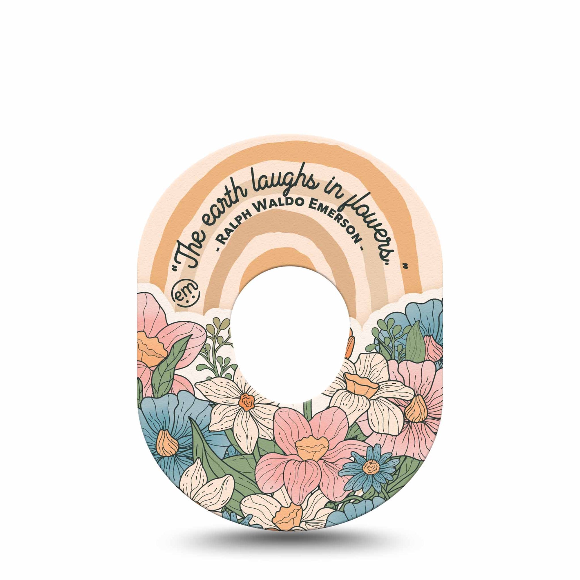 ExpressionMed Laughing Blooms Dexcom G7 Tape, Single, Neutral Color Inspired, CGM Adhesive Patch Design, Dexcom Stelo Glucose Biosensor System