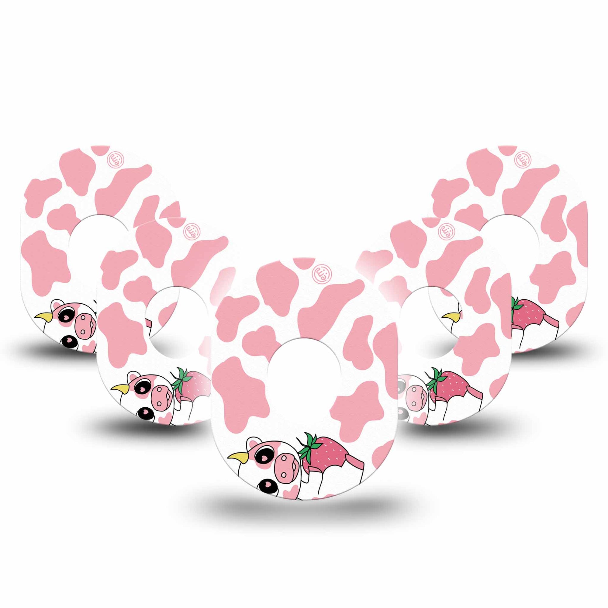 Strawberry Cow Dexcom G7 Tape, 5-Pack, Pink Cow Print Themed, CGM Patch Design, Dexcom Stelo Glucose Biosensor System