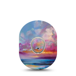 Painted Skies Dexcom G7 Transmitter Sticker, Single, Sea And Skies Themed, Dexcom G7 Vinyl Transmitter Sticker, With Matching Dexcom G7 Tape, CGM Adhesive Patch Design