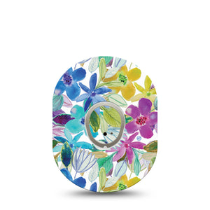 Watercolor Floral Dexcom G7 Transmitter Sticker, Single, Colorful Florals Inspired, Dexcom G7 Vinyl Transmitter Sticker With Matching Dexcom G7 Tape CGM, Plaster Patch Design, Dexcom Stelo Glucose Biosensor System