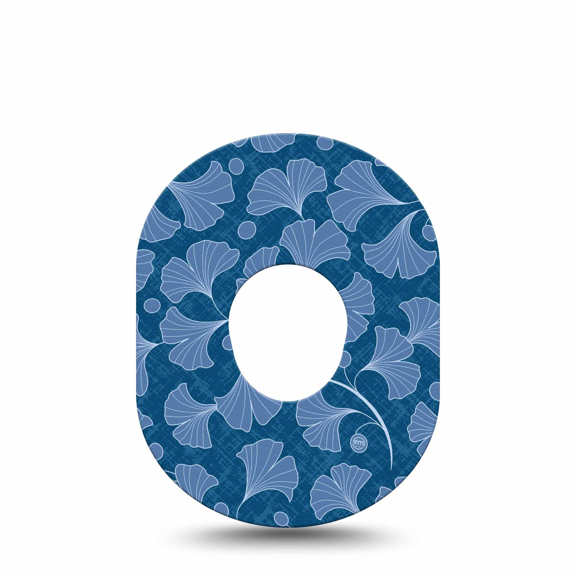 Blue Gingko Dexcom G7 Tape, Single, Blue Floral Leaves Inspired, CGM Adhesive Patch Design, Dexcom Stelo Glucose Biosensor System