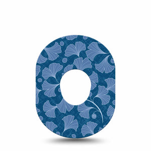 Blue Gingko Dexcom G7 Tape, Single, Blue Floral Leaves Inspired, CGM Adhesive Patch Design, Dexcom Stelo Glucose Biosensor System