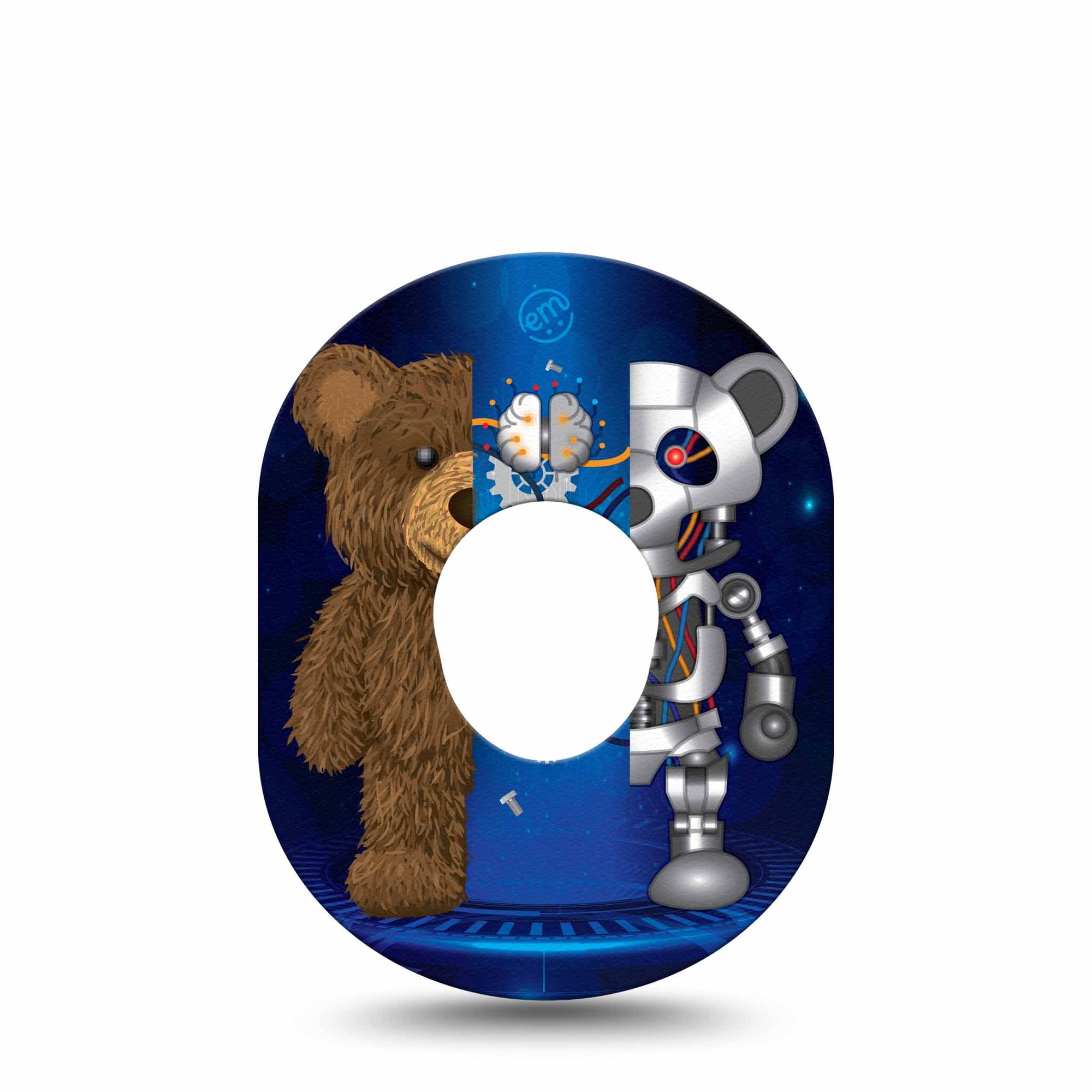 ExpressionMed Robo Teddy Dexcom G7 Tape, Single, Bio-Mechanical Teddybear Themed, CGM Overlay Patch Design, Dexcom Stelo Glucose Biosensor System