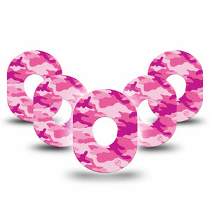 ExpressionMed Pink Camo Dexcom G7 Tape, 5-Pack, Pink And Magenta Camouflage Inspired, CGM Patch Design, Dexcom Stelo Glucose Biosensor System