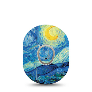 Starry Nights Dexcom G7 Transmitter Sticker, Single, Classical Painting Themed, Dexcom G7 Vinyl Transmitter Sticker With Matching Dexcom G7 CGM, Adhesive Patch Design, Dexcom Stelo Glucose Biosensor System