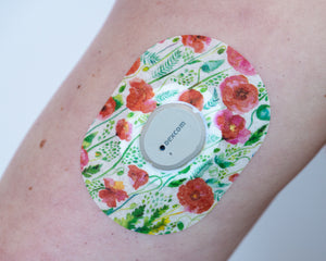 ExpressionMed Wild Poppies Dexcom G7 Tape, Dexcom Stelo Glucose Biosensor System