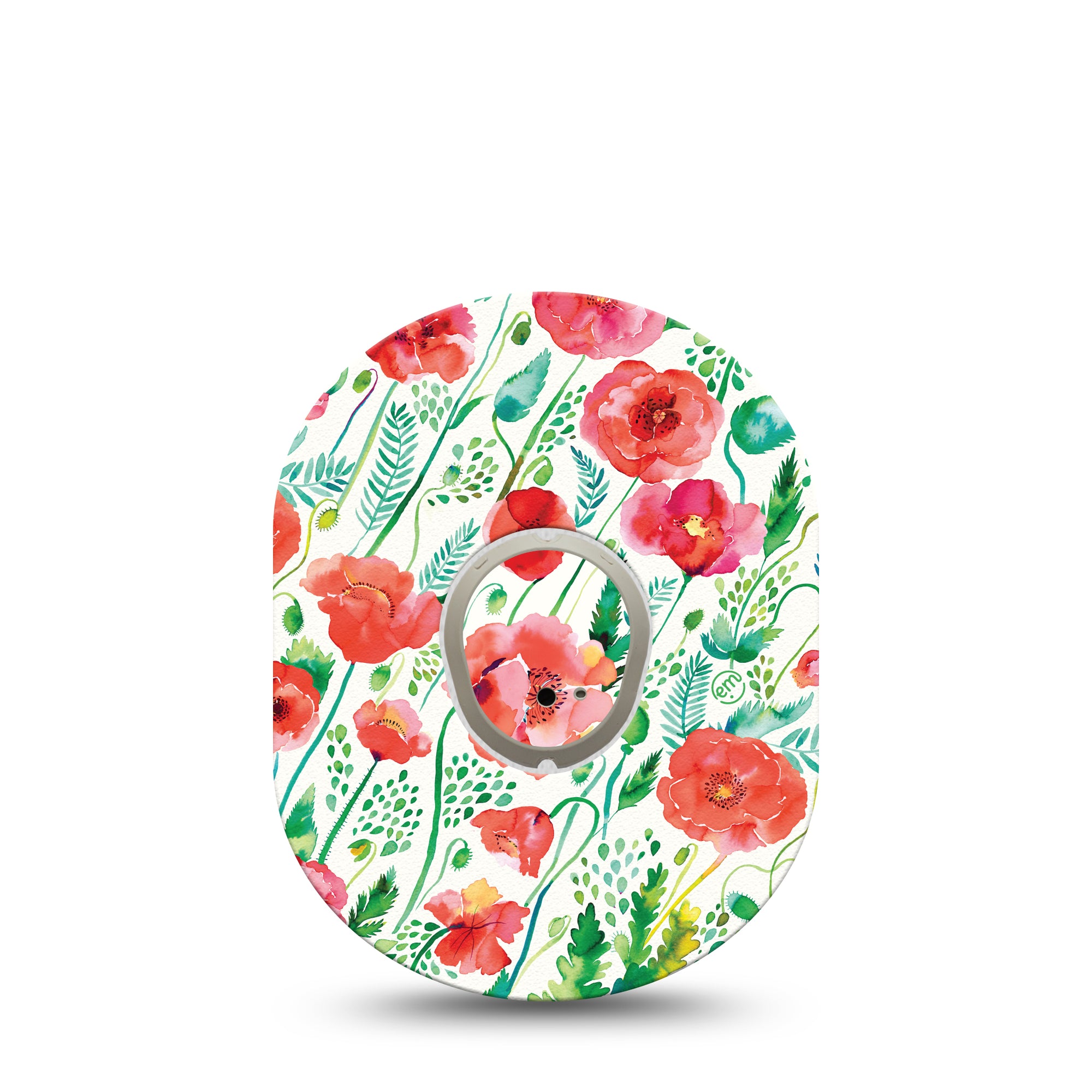 Wild Poppies Dexcom G7 Transmitter Sticker, Single, Tropical Flowers Inspired, Dexcom G7 Vinyl Transmitter Sticker With Matching Dexcom G7 CGM, Adhesive Patch Design, Dexcom Stelo Glucose Biosensor System