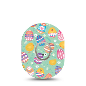 Spring Chicks Dexcom G7 Transmitter Sticker, Colorful Eggs And Flowers Themed, CGM Sticker Design with Matching G7 Overlay Patch, Dexcom Stelo Glucose Biosensor System