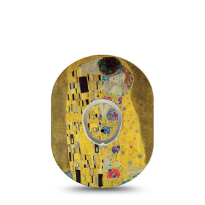 The Kiss - Klimt Dexcom G7 Transmitter Sticker, Single, Kiss Artwork Themed, Dexcom G7 Vinyl Transmitter Sticker With Matching Dexcom G7 CGM, Adhesive Patch Design
