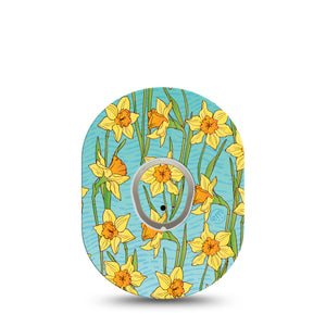 Daffodils Dexcom G7 Transmitter Sticker, Single, Floral Art Inspired Vinyl Sticker with Separate Dexcom G7 Plaster Patch, Dexcom Stelo Glucose Biosensor System