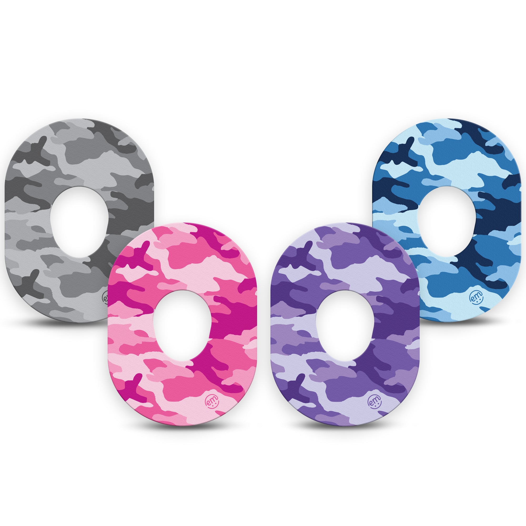 Cool Camo Variety Pack Dexcom G7 Tape, 4-Pack, Colorful Camouflage Inspired, CGM Patch Design