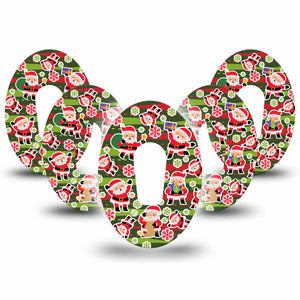 ExpressionMed Santa Sticker Bomb Dexcom G6 Patch, 5-Pack, Holiday Themed CGM Adhesive Tape Design