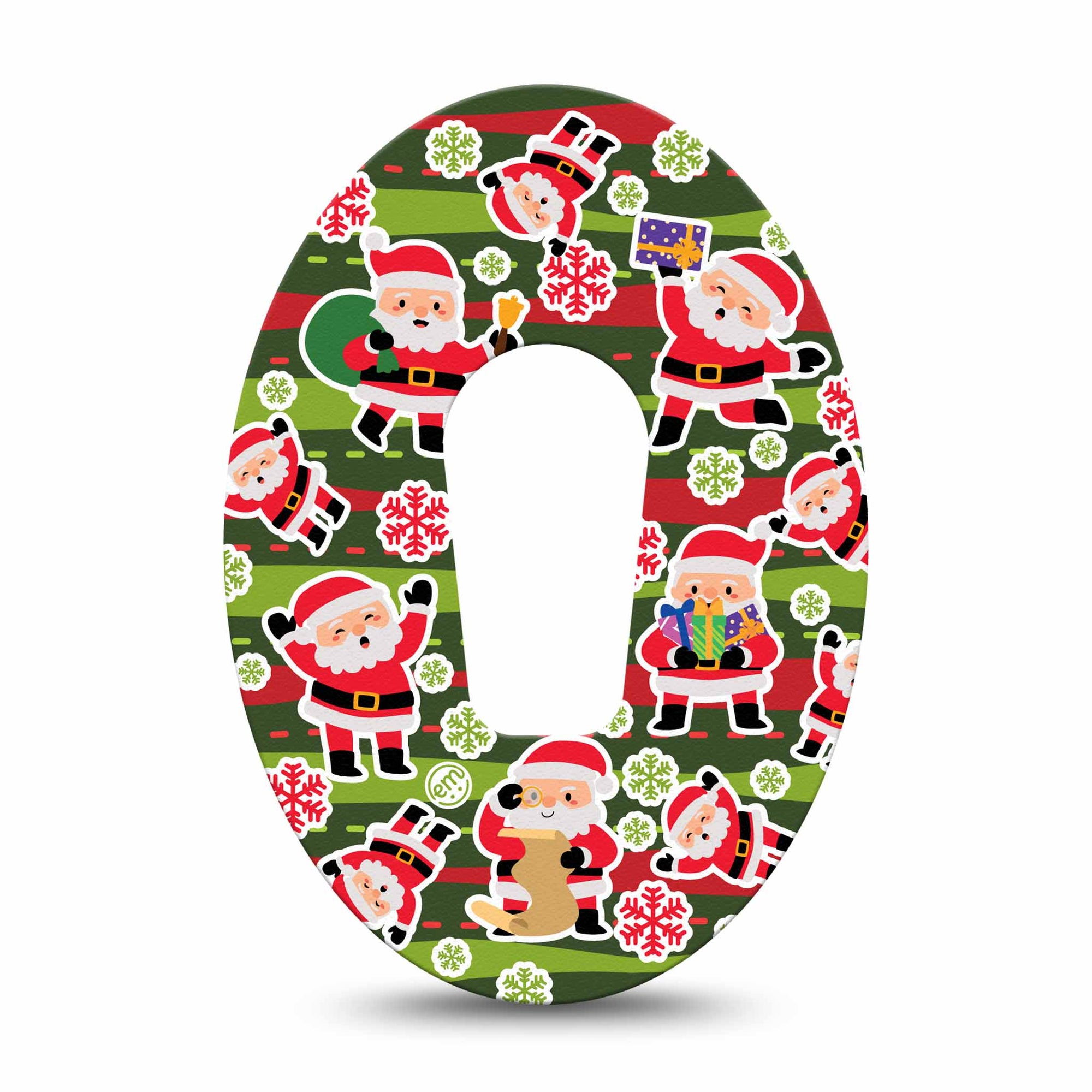 ExpressionMed Santa Sticker Bomb Dexcom G6 Patch, Single, Holiday Themed CGM Adhesive Tape Design