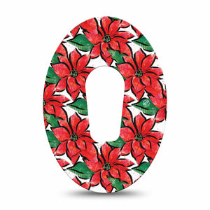 ExpressionMed Poinsettia Dexcom G6 Patch, Single CGM Adhesive Tape, Holiday Themed Design